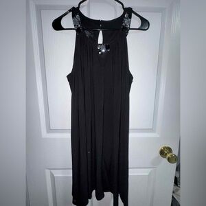 Dressbarn Black Backless Dress with Embellished Straps